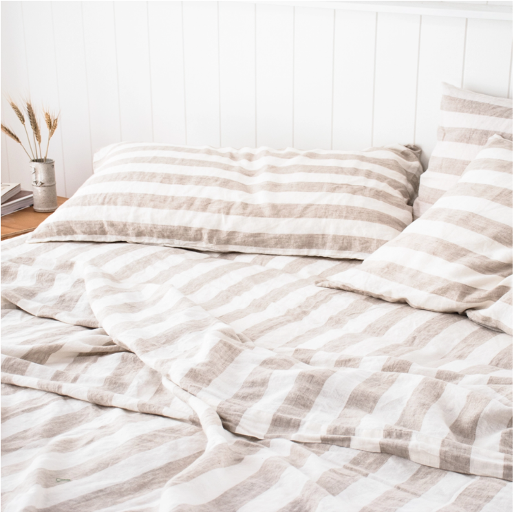 natural stripe quilt cover _ stylish bed linen