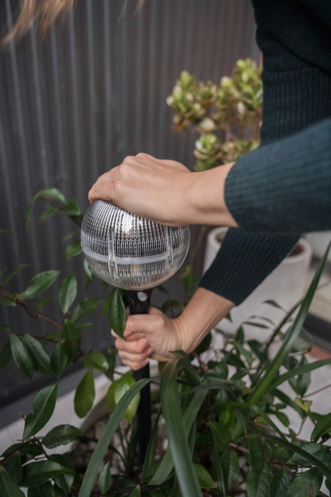 Adding solar lights to pots