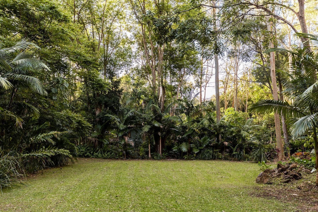 Lush tropical gardens surrounding