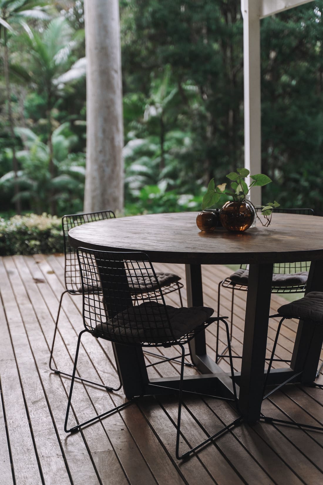 Round outdoor dining table