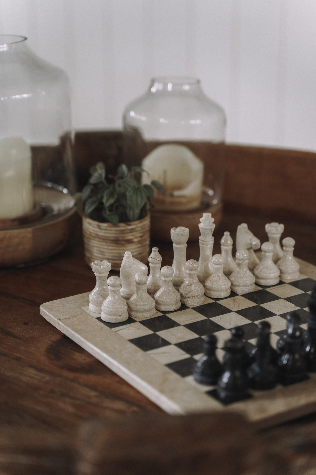 Chess board and styling details at Fig Tree Villa Byron Bay