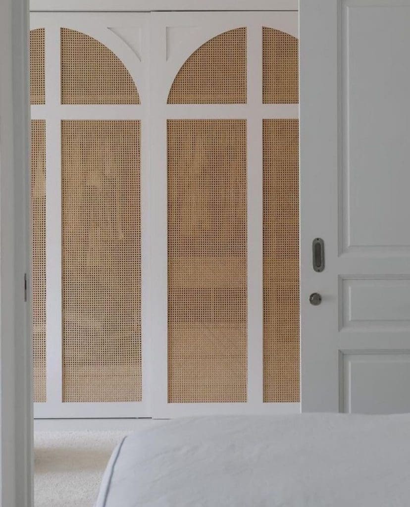 Arch rattan closet doors