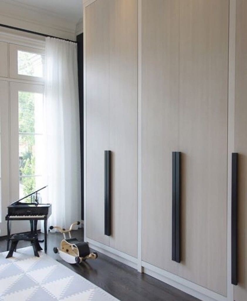 Long black handles for closet door