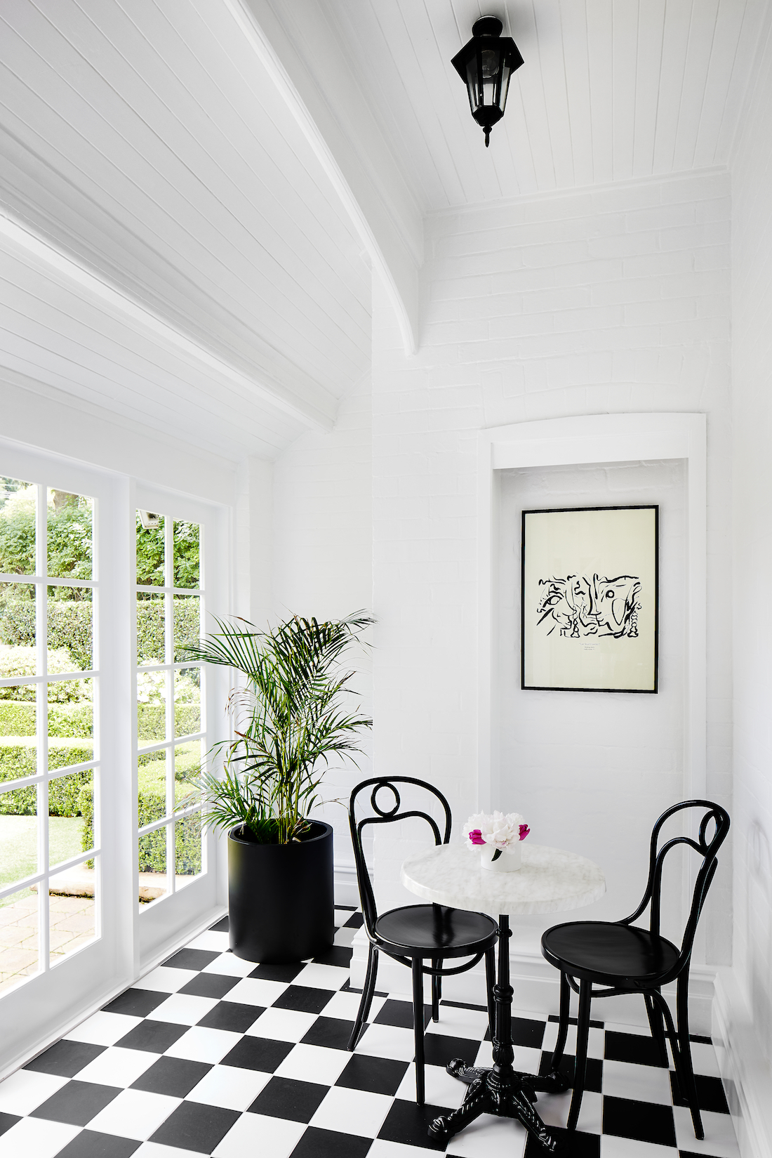 black and white checkerboard floor _ federation family home