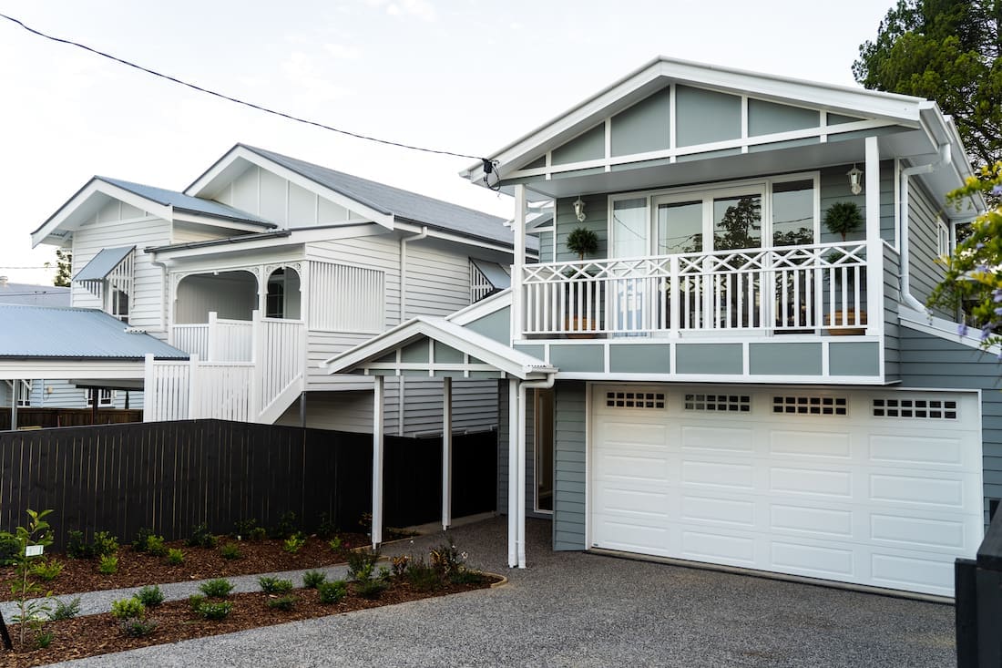 blue and white exterior _ character home renovation