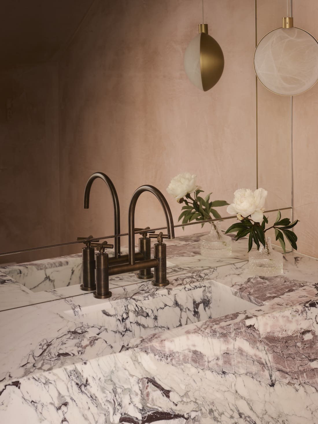 luxe pink bathroom _ blush powder room