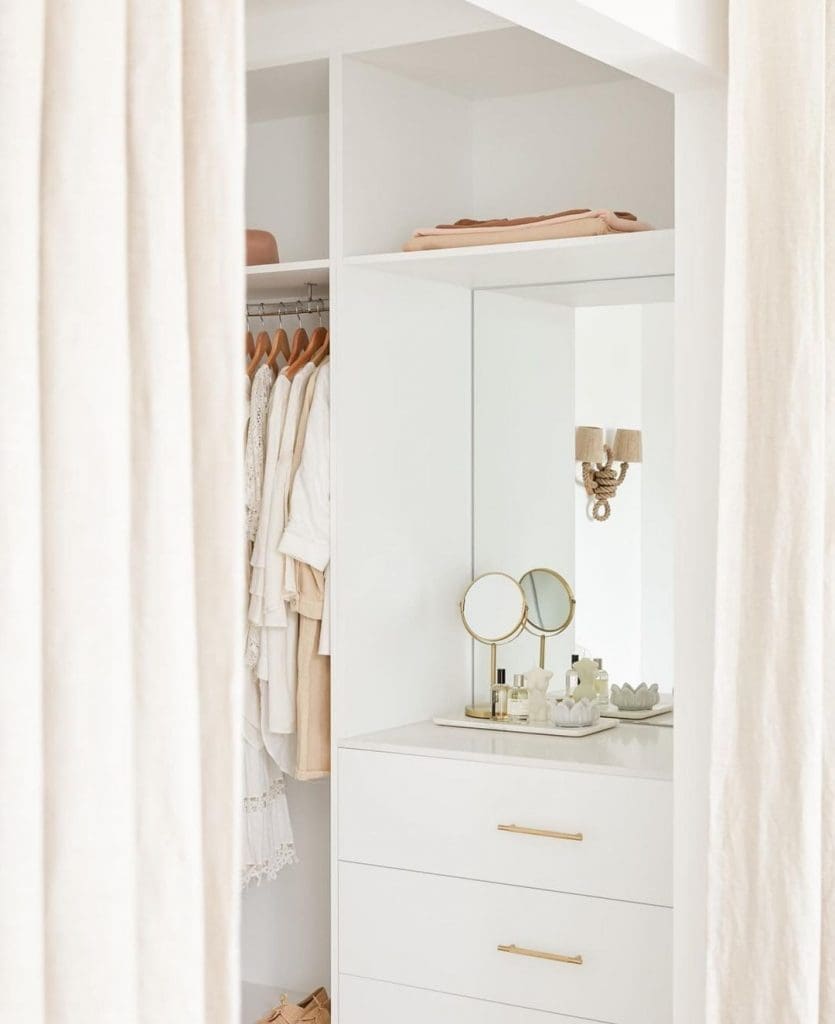 Dressing table in walk in wardrobe from 3 Birds