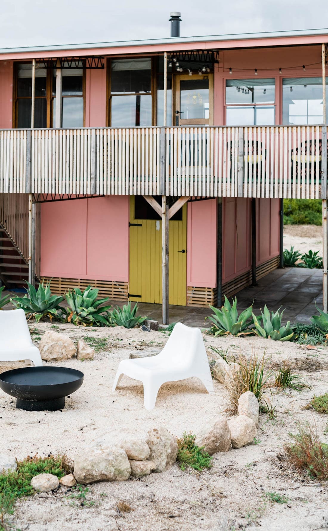 pink coastal cabin