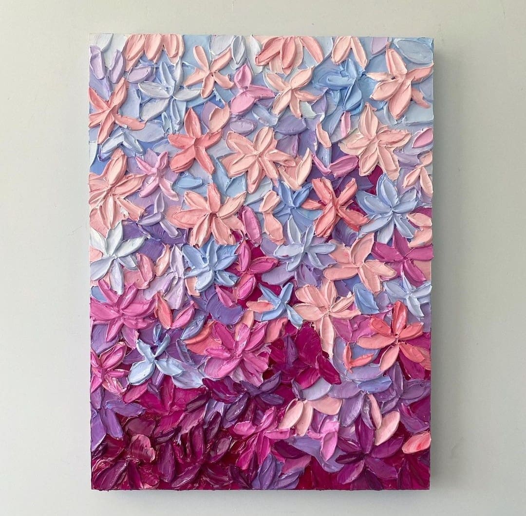 Pink and lavender floral artwork by Ann Marie Coolick of AM Coolick