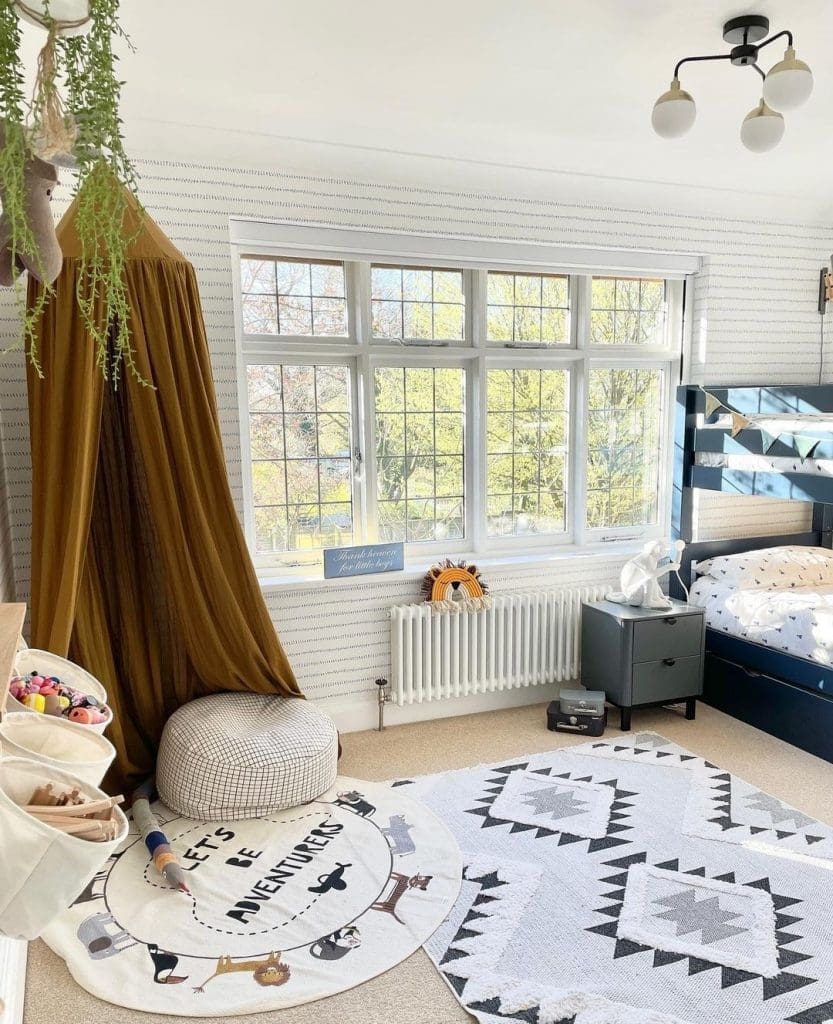 Mustard play tent in boys bedroom