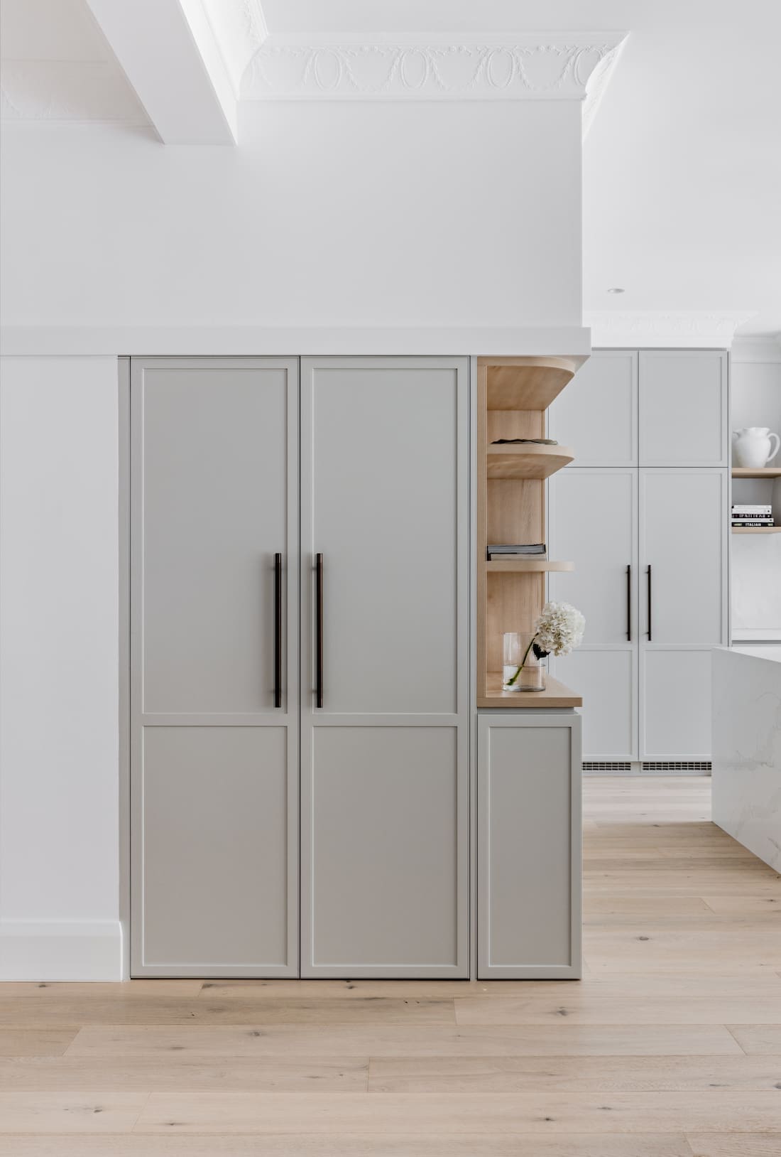 Pocket doors in kitchen hiding study