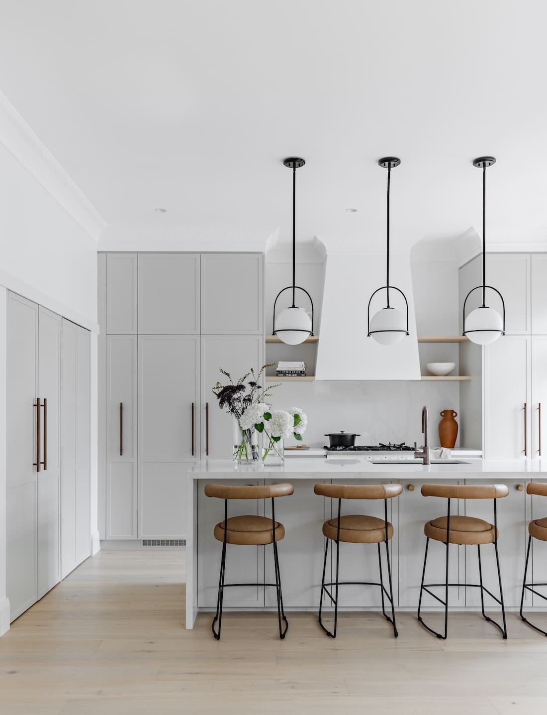 Kitchen island with 3 pendant lights