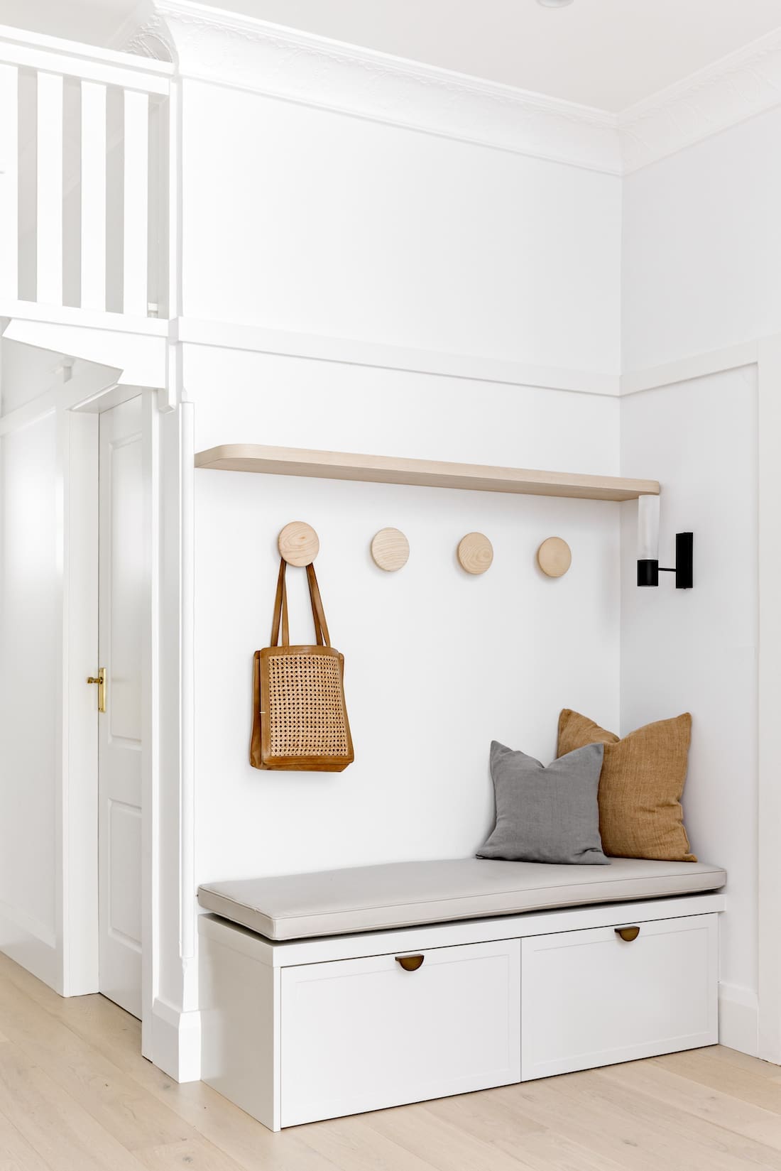 Mudroom with built in bench seat