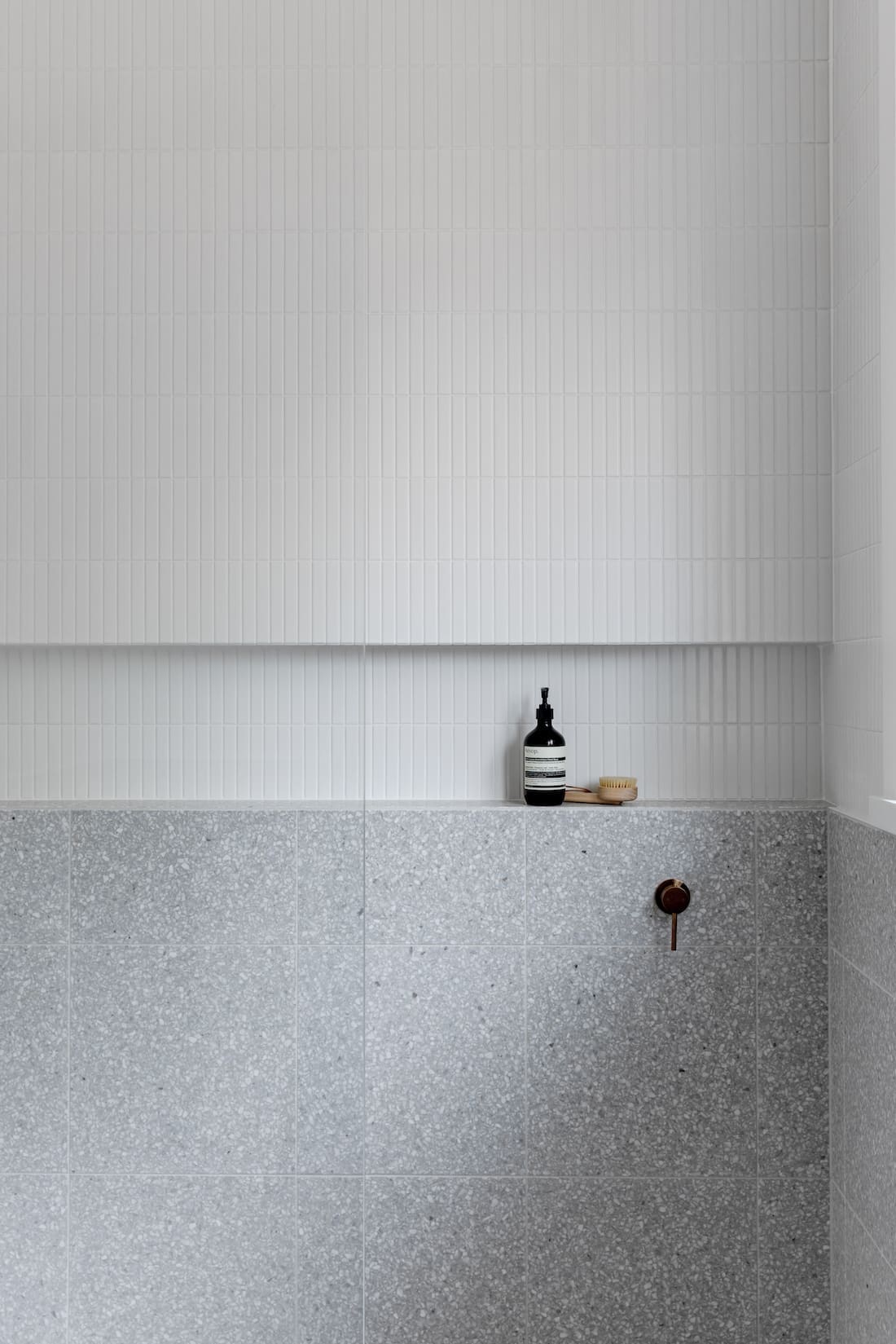 Terrazzo niche in shower