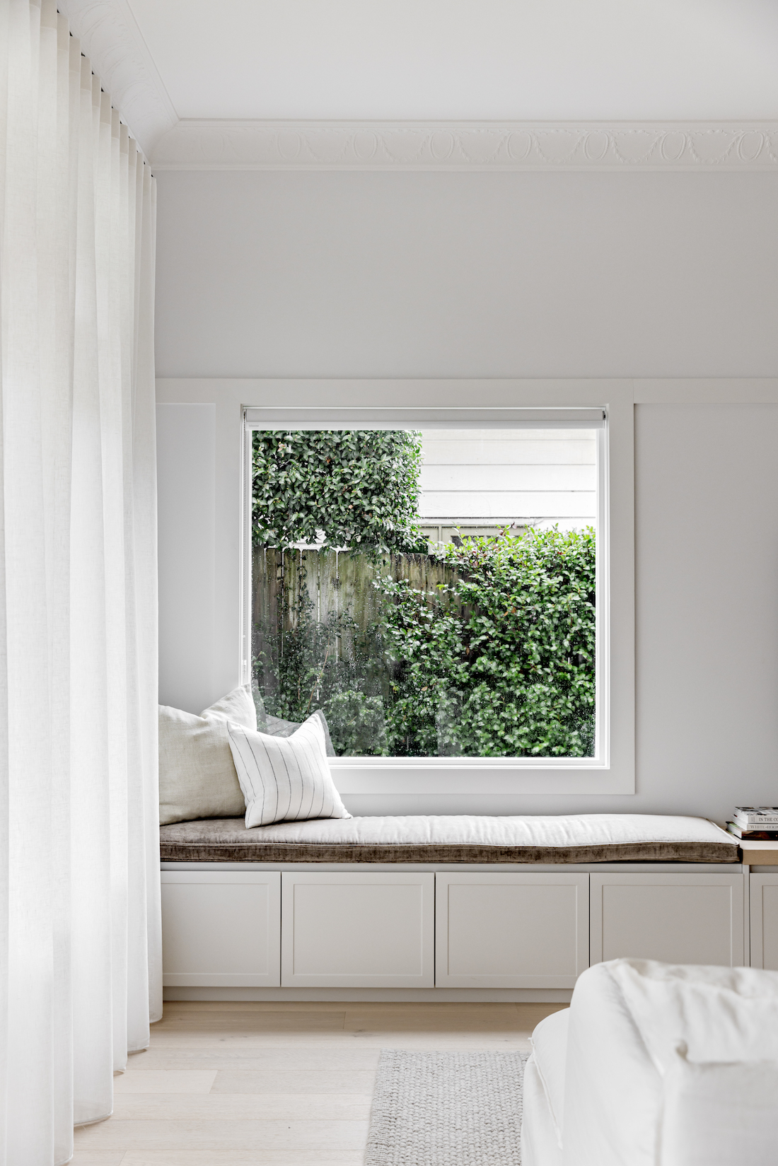 Large square window by window seat