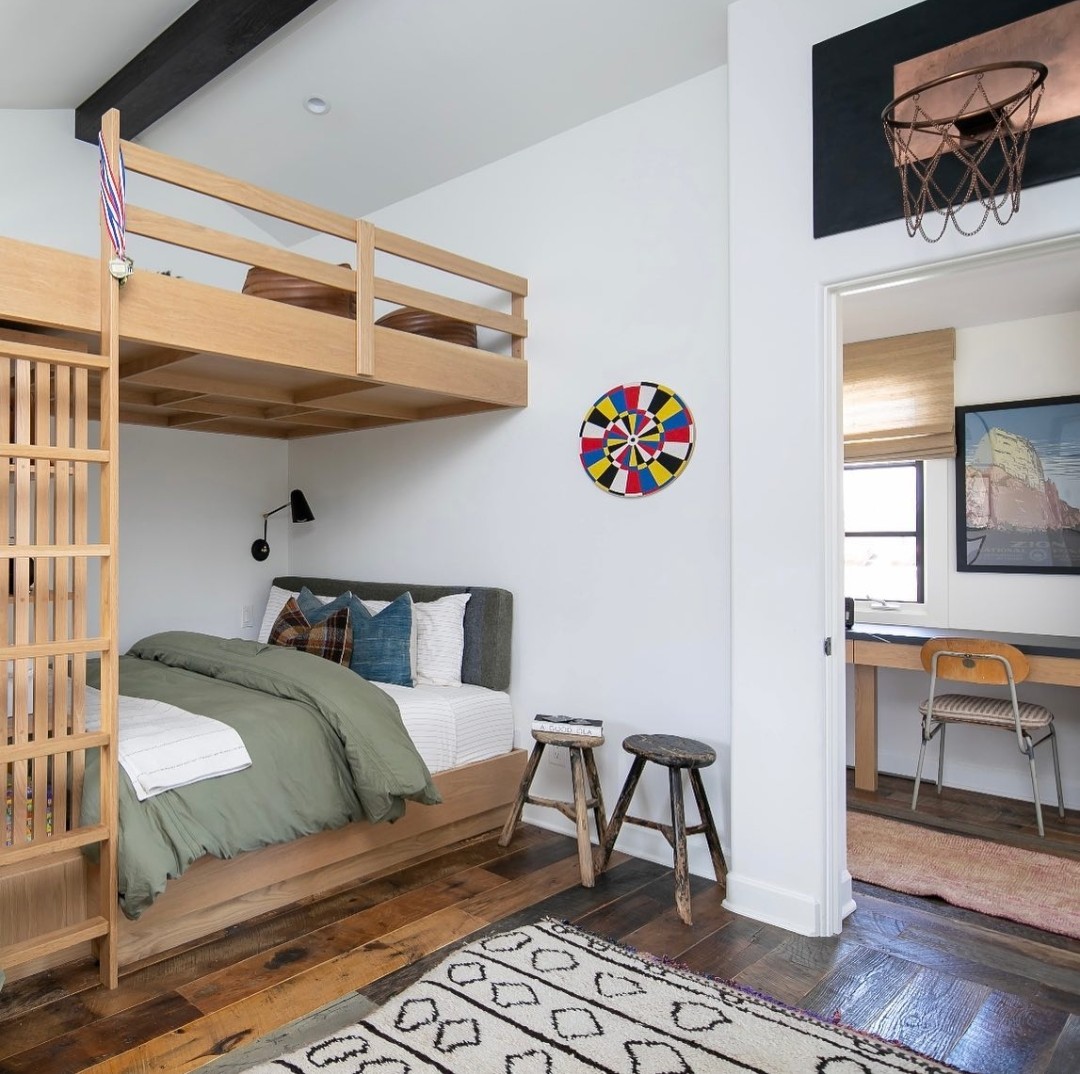 Bunk bed with loft hang out space on top