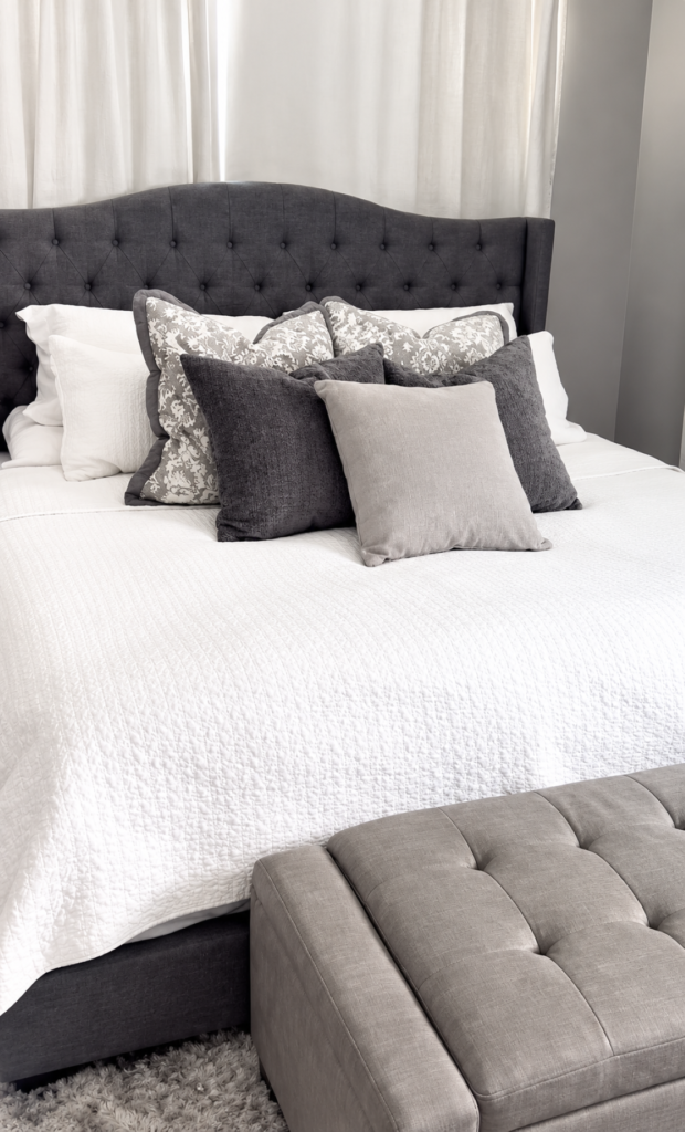 Elegant Grey Tufted Bedroom Retreat