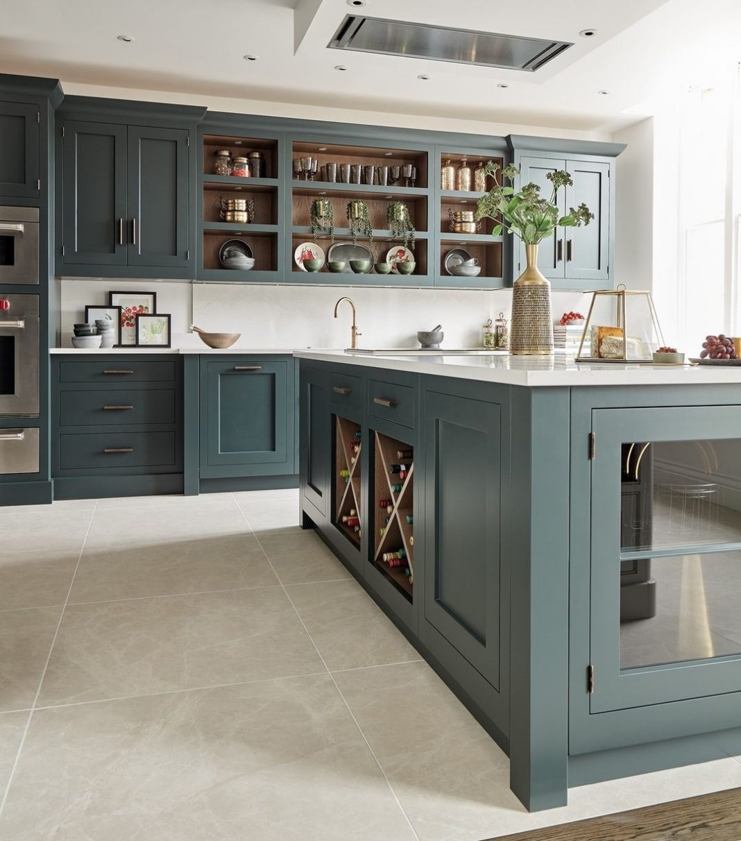 Gorgeous Wine Storage Inspo Gallery We Ll Drink To That Style Curator   Green Kitchen With Island Wine Storage 1068x1212 