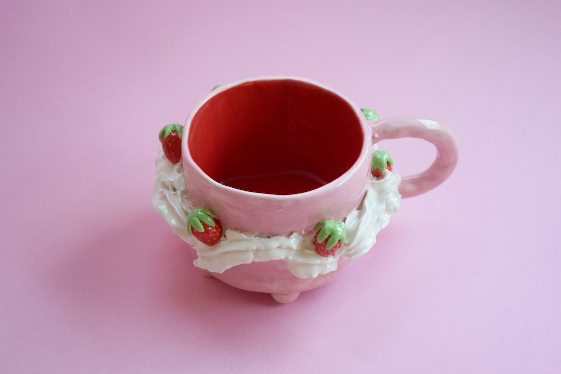 Strawberries and cream mug by Kiwi Poca