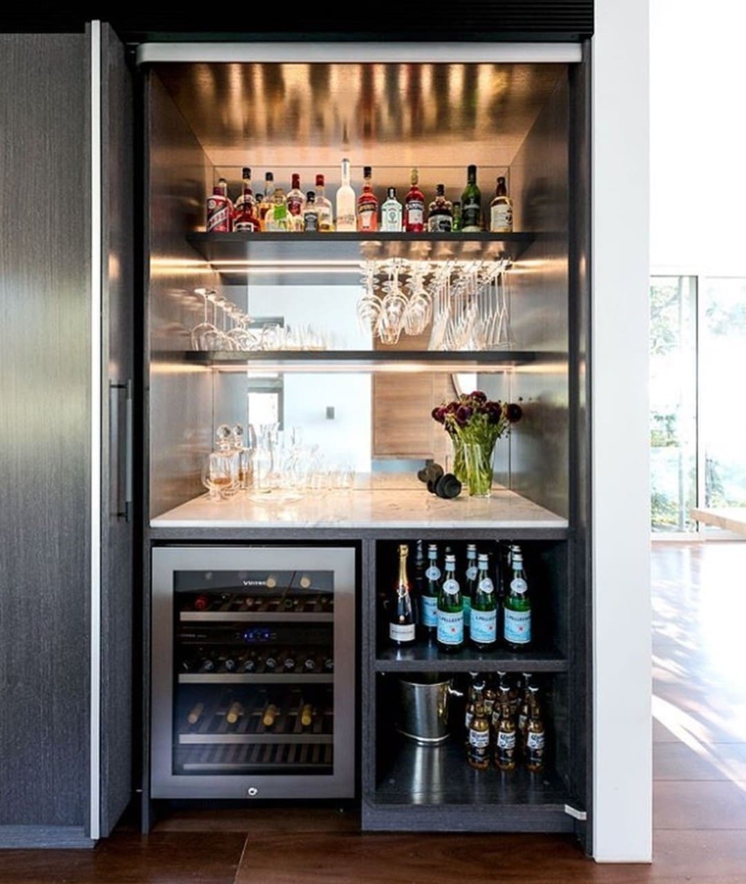 Bar space behind pocket door