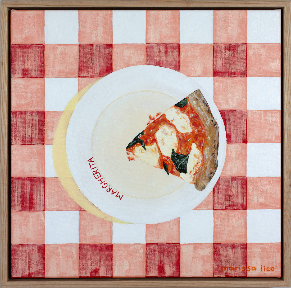 Pizza art with red check tablecloth by The Art Edit