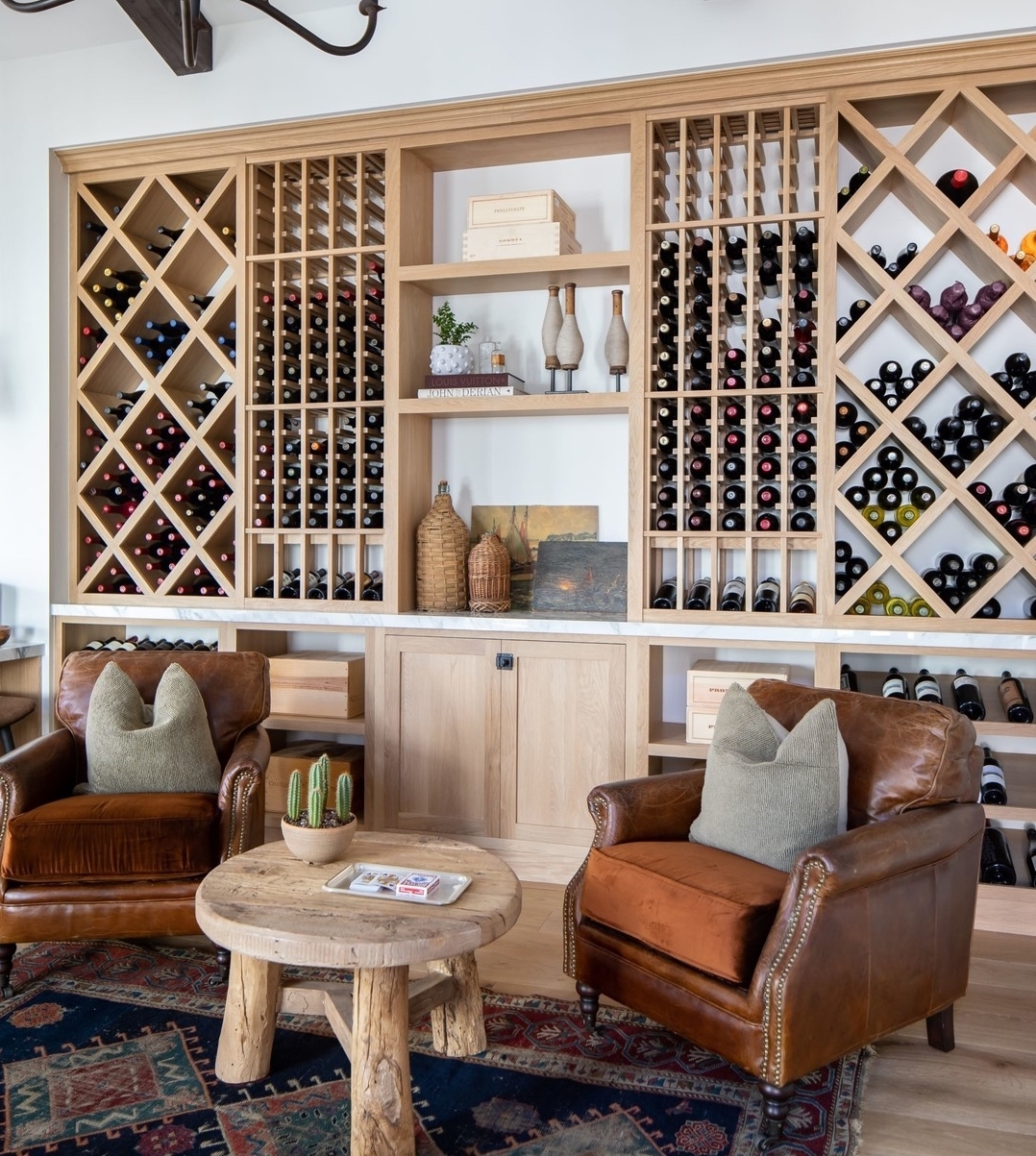Living room feature wall wine rack