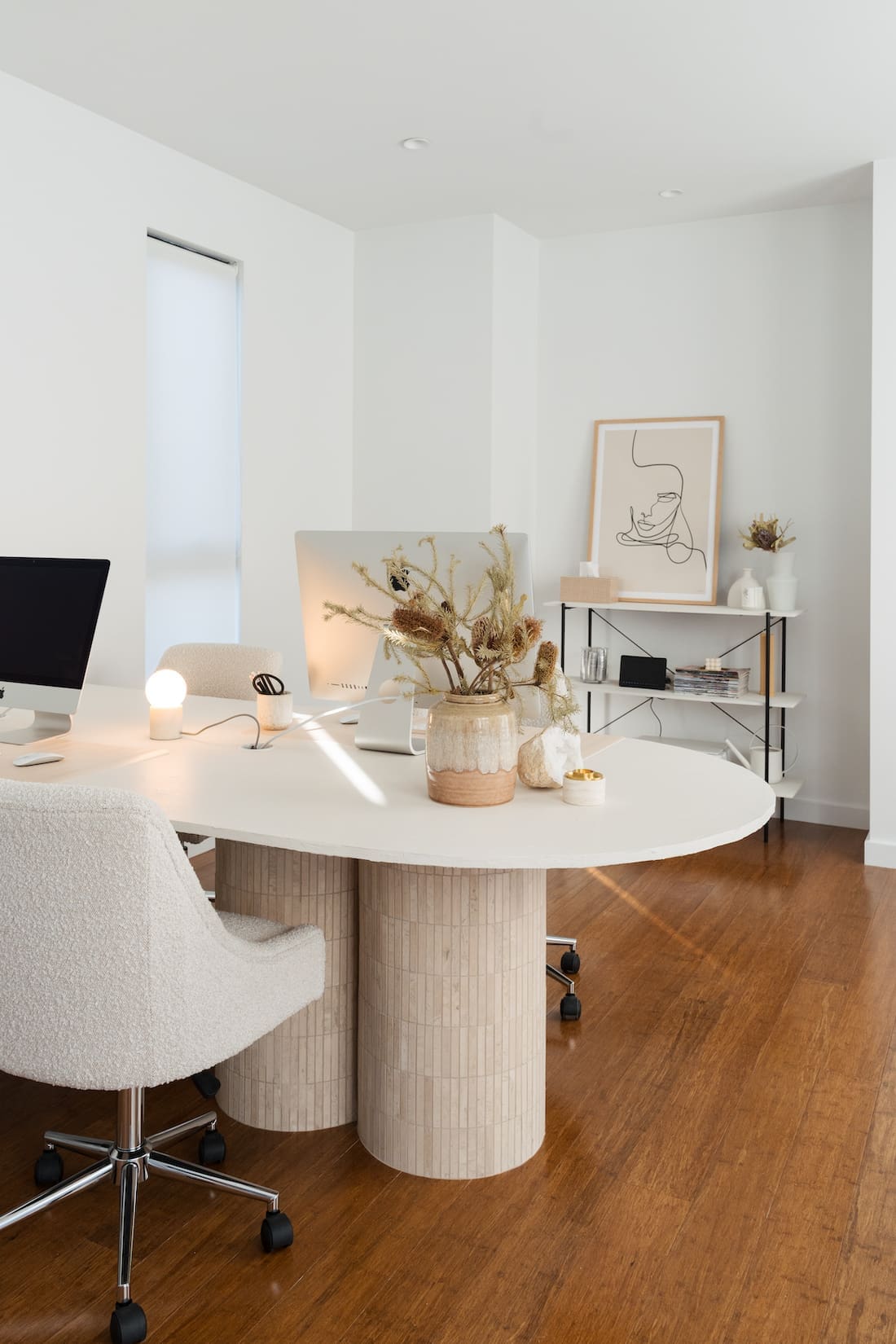 beige office desk