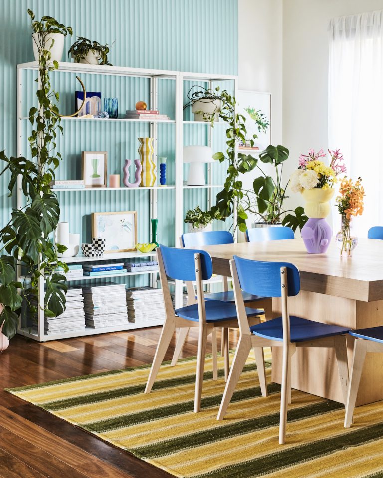 blue dining chairs _ add colour to a rental