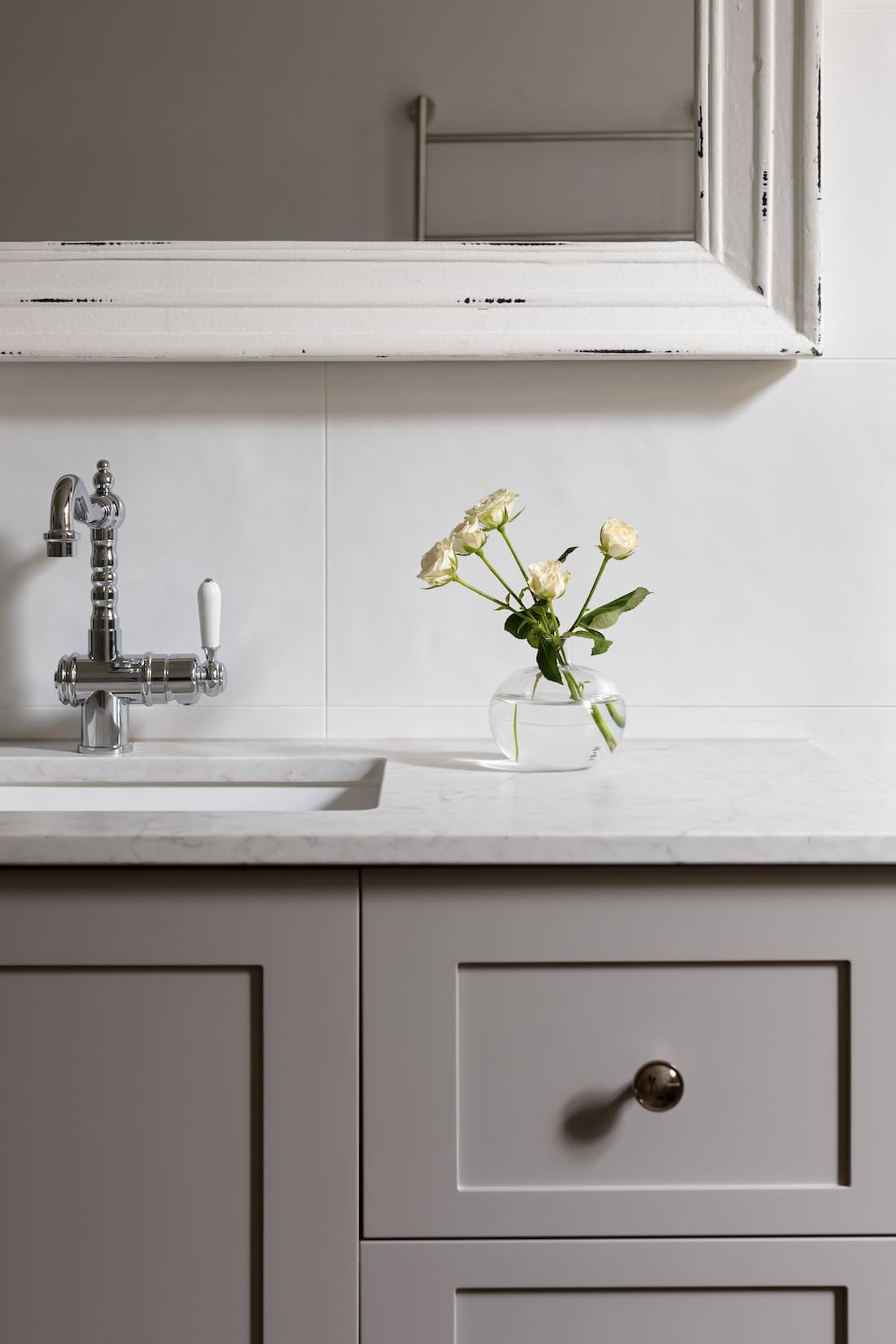 grey bathroom vanity _ contemporary Californian Bungalow renovation