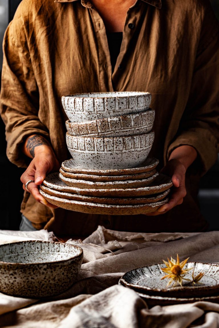 Airr Made Ceramics stack of bowls and plates