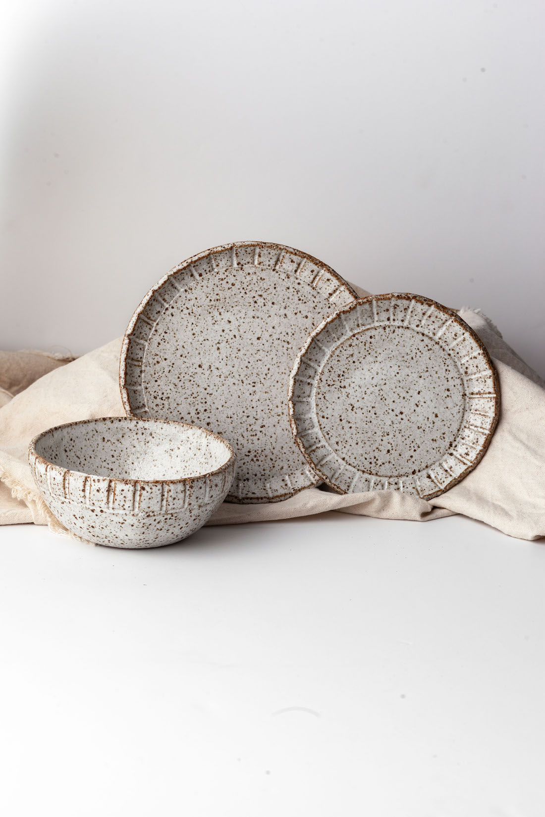 Airr Made Ceramics white glazes bowl and plates