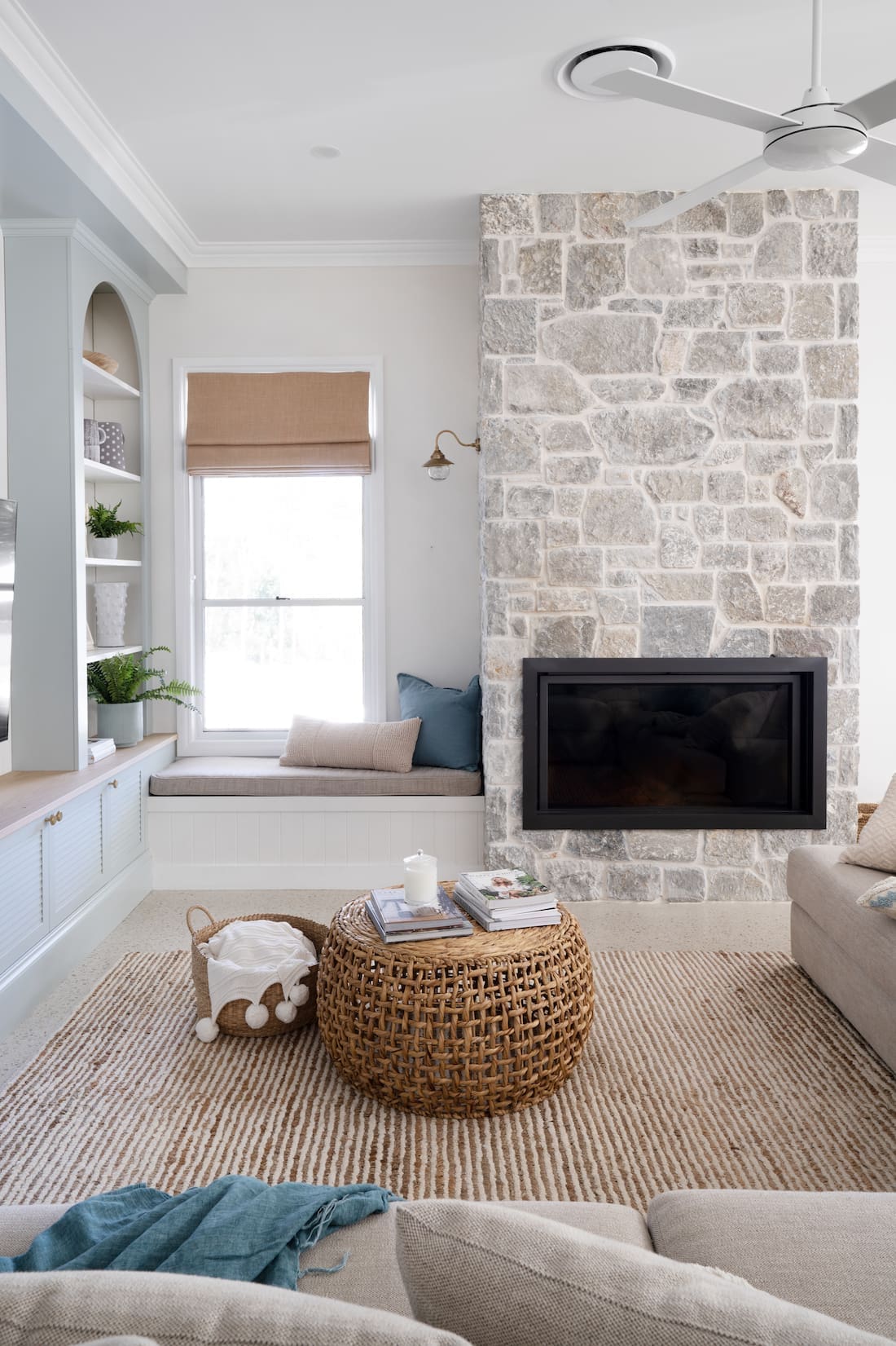 Front Porch Brookfield home - living room with fireplace