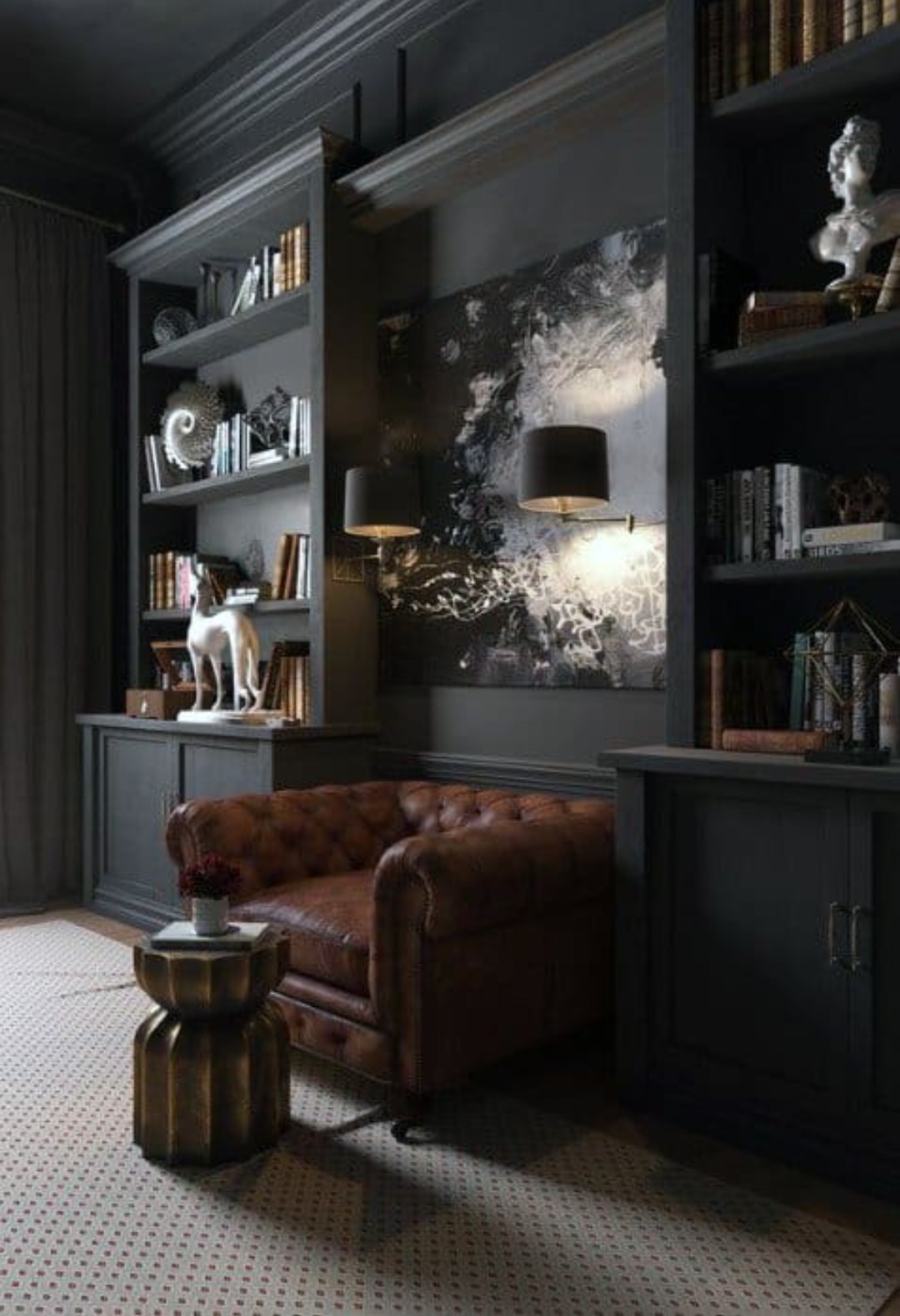 Grey interiors with Chesterfield chair