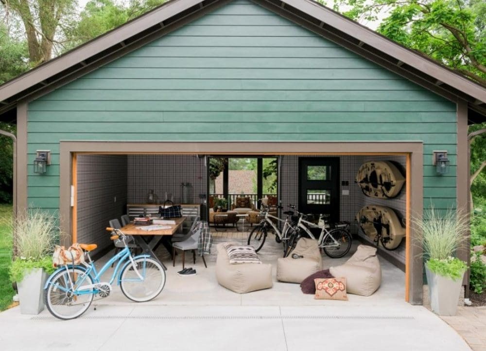 Converted garage man cave