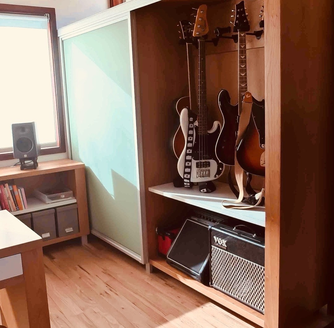 Guitar and amp storage cupboard