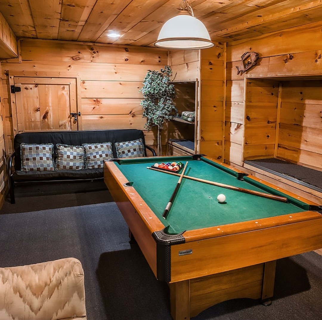Man cave tree house with pool table