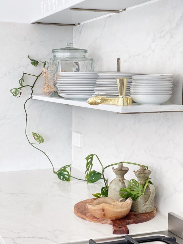 Kitchen shelf styling