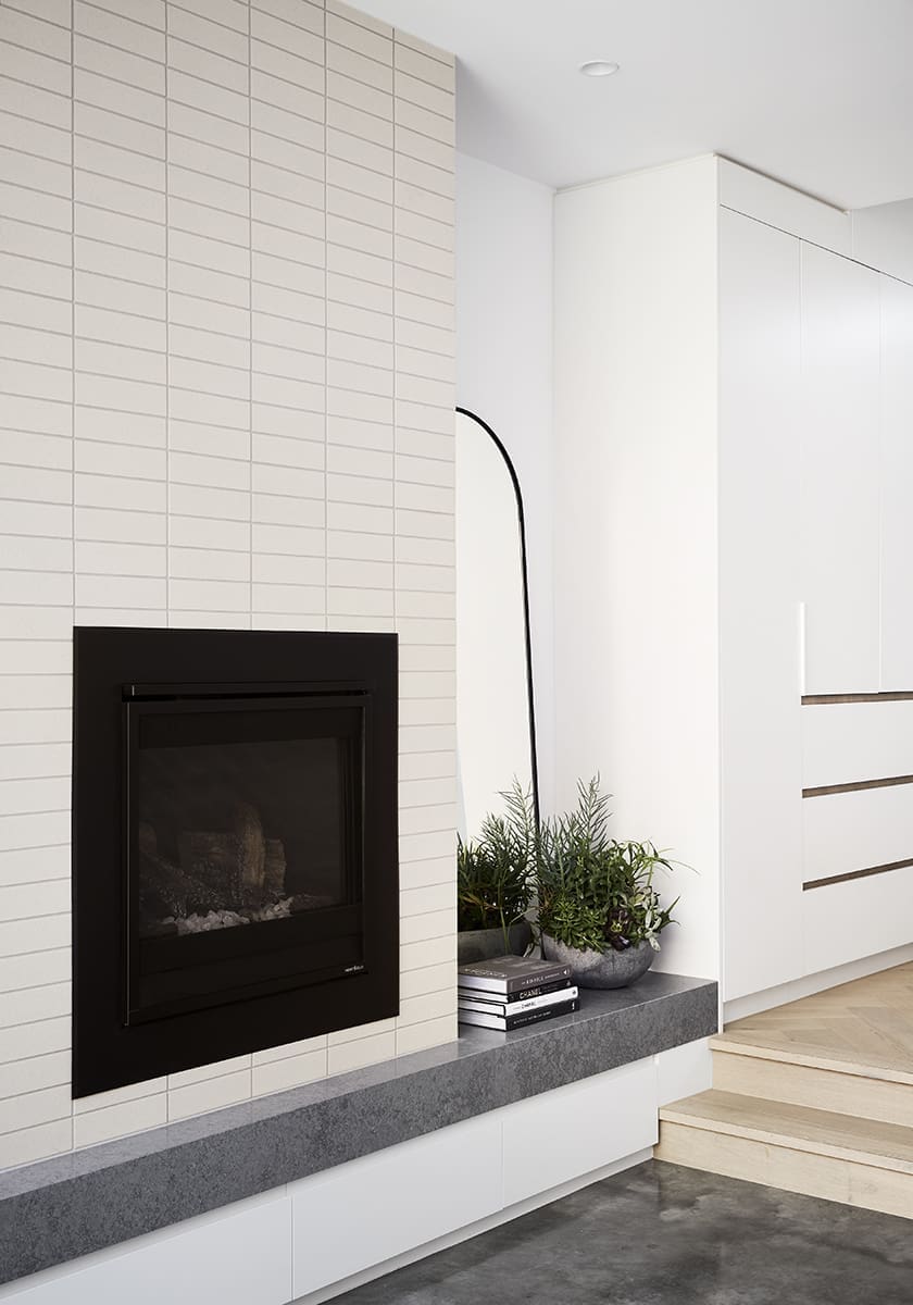 modern brick fireplace