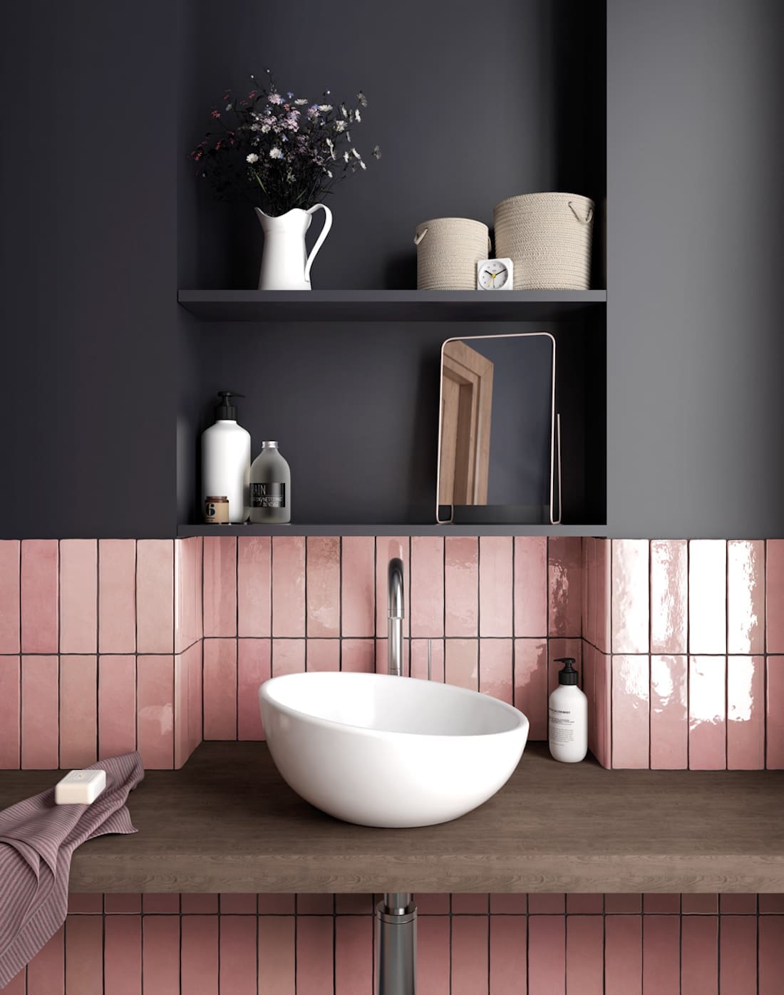 pink subway tile