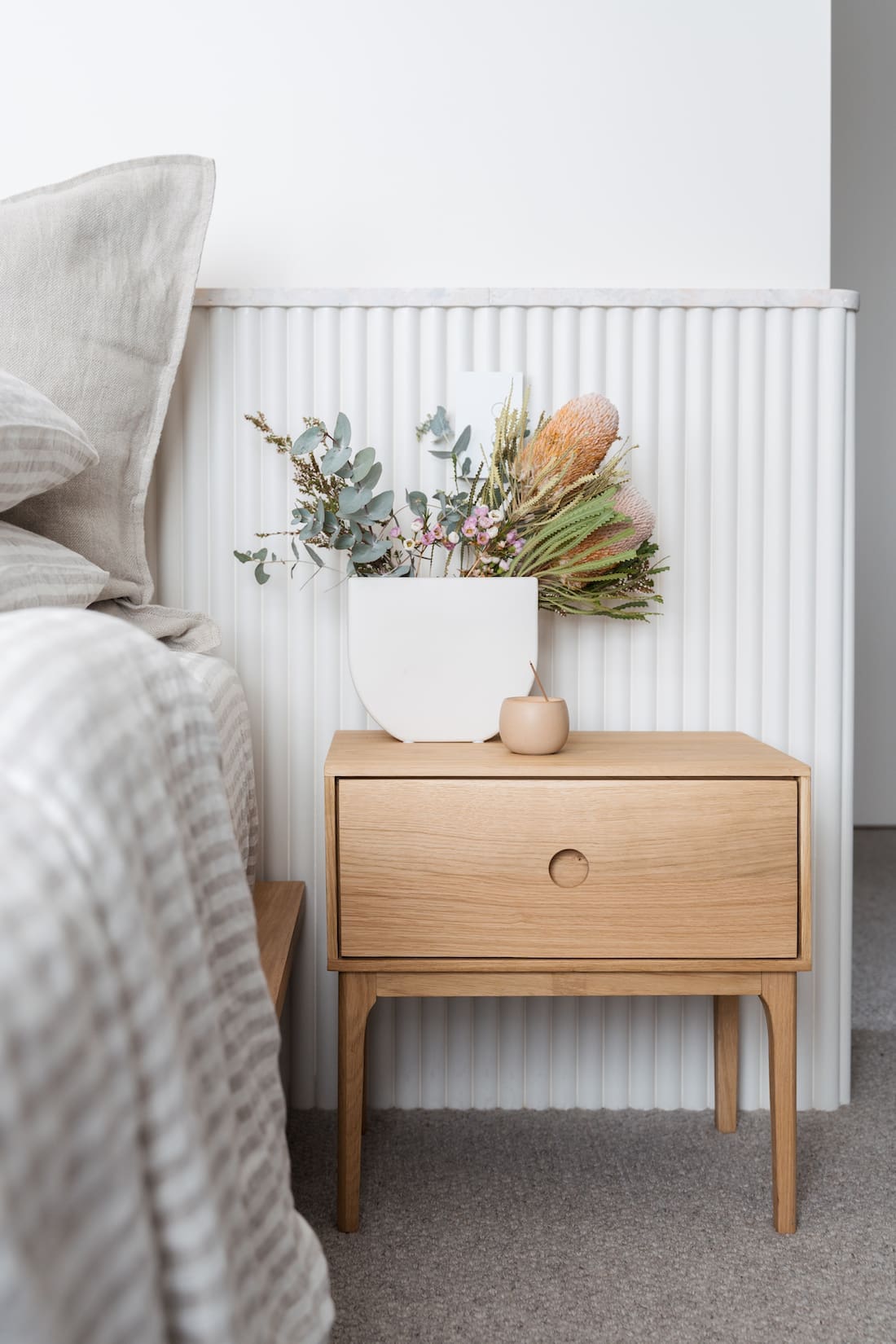 timber bedside table