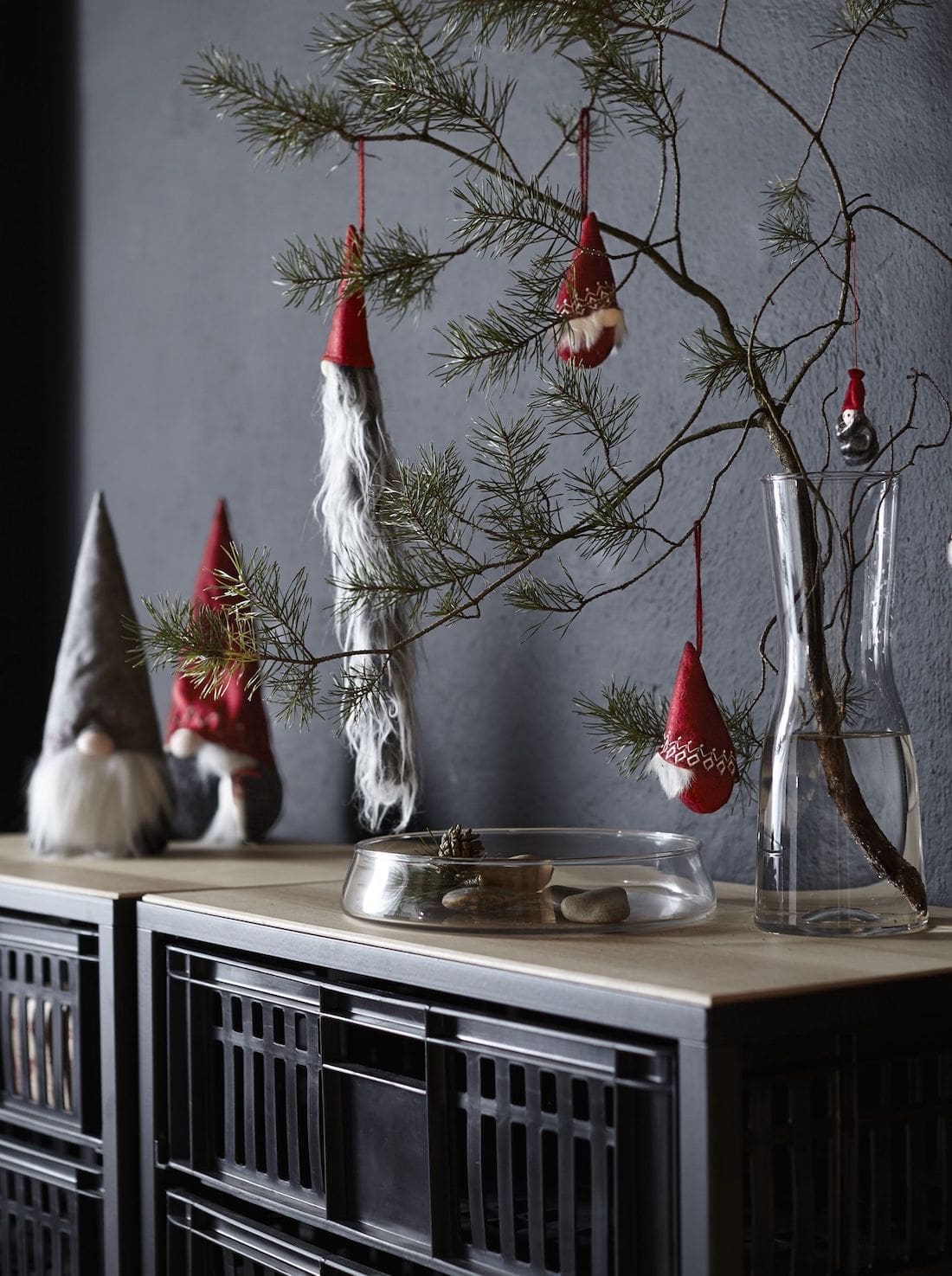 tree branch in a vase_ Christmas decor