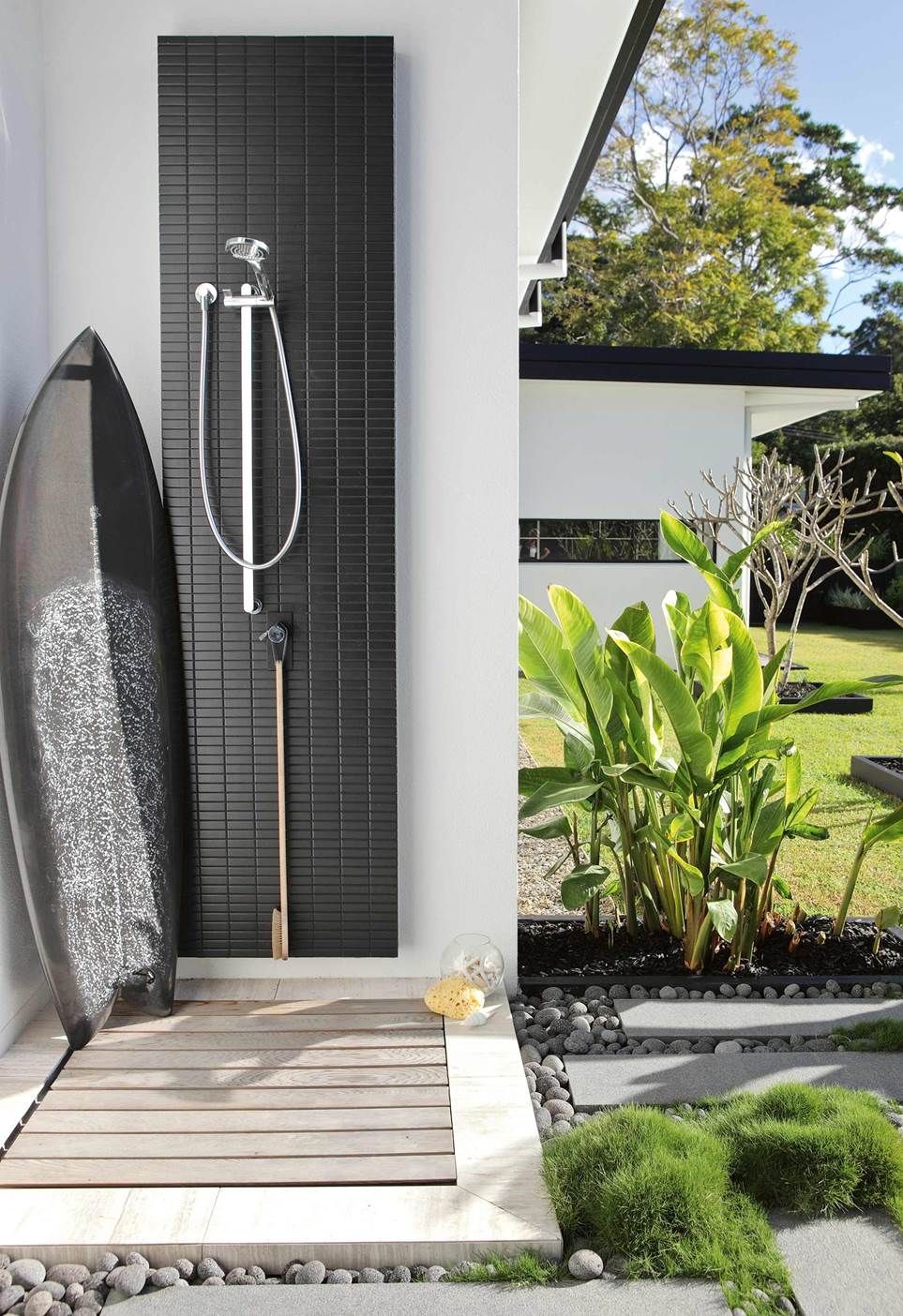 Modern style home with outdoor shower