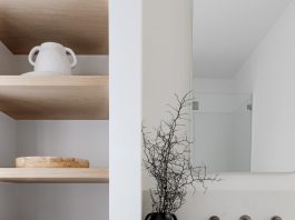 Bathroom shelves with timber details