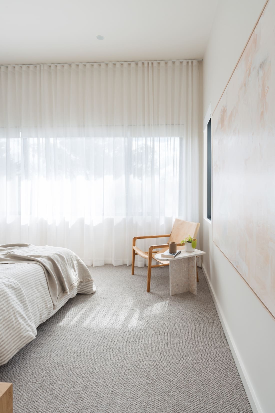 Linen Blend Sheer Curtains In Bedroom 