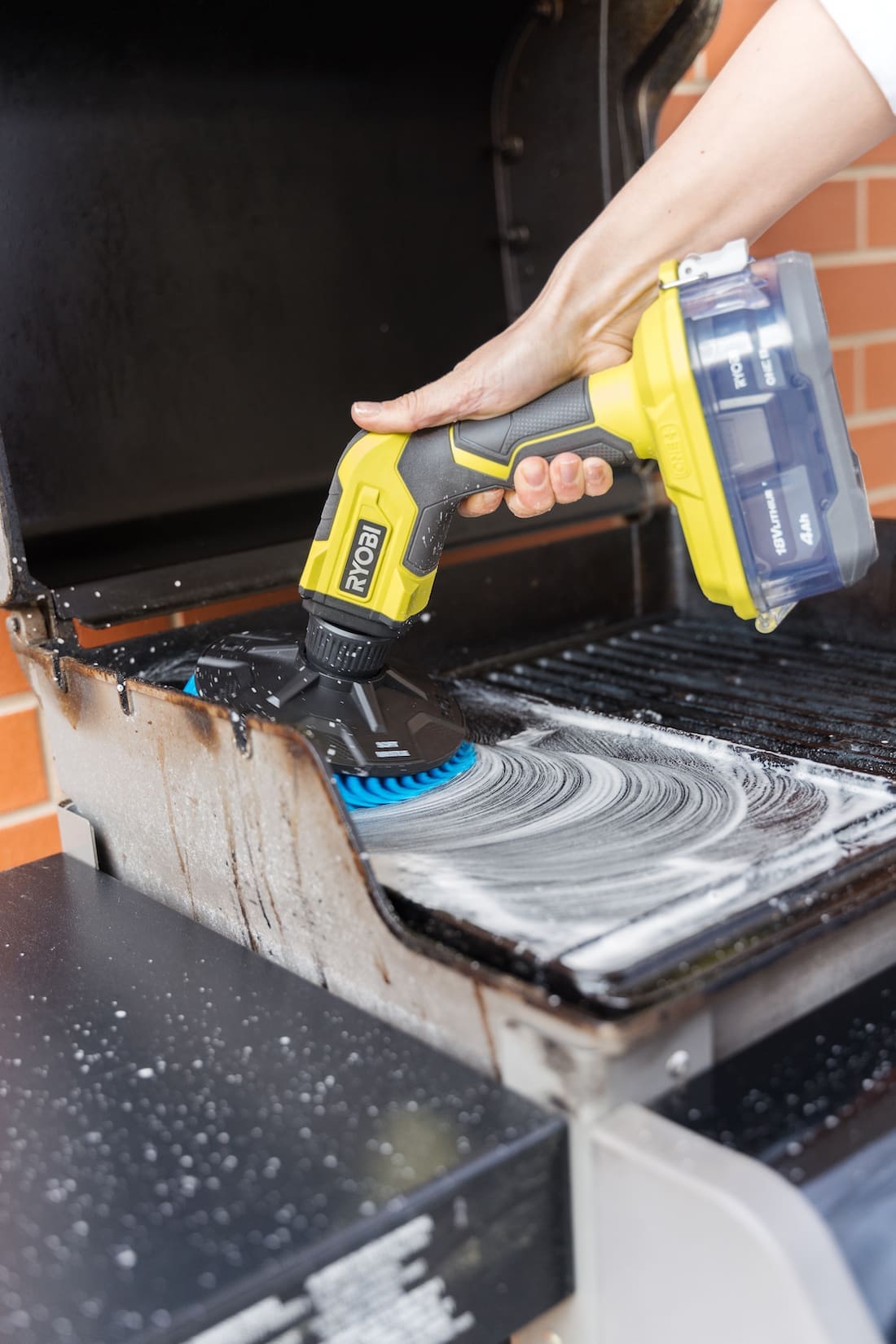 cleaning the grill