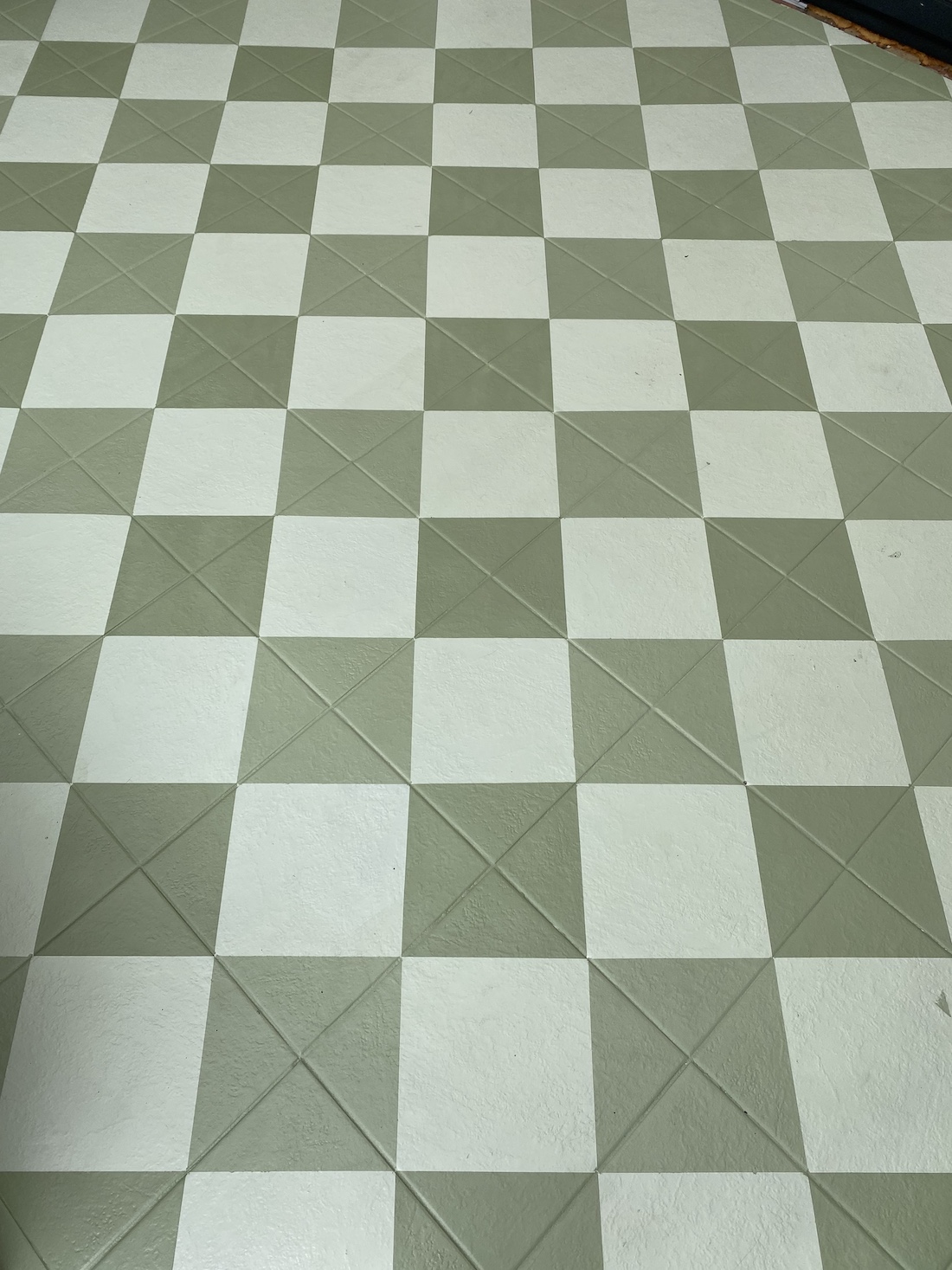 green checker floor DIY