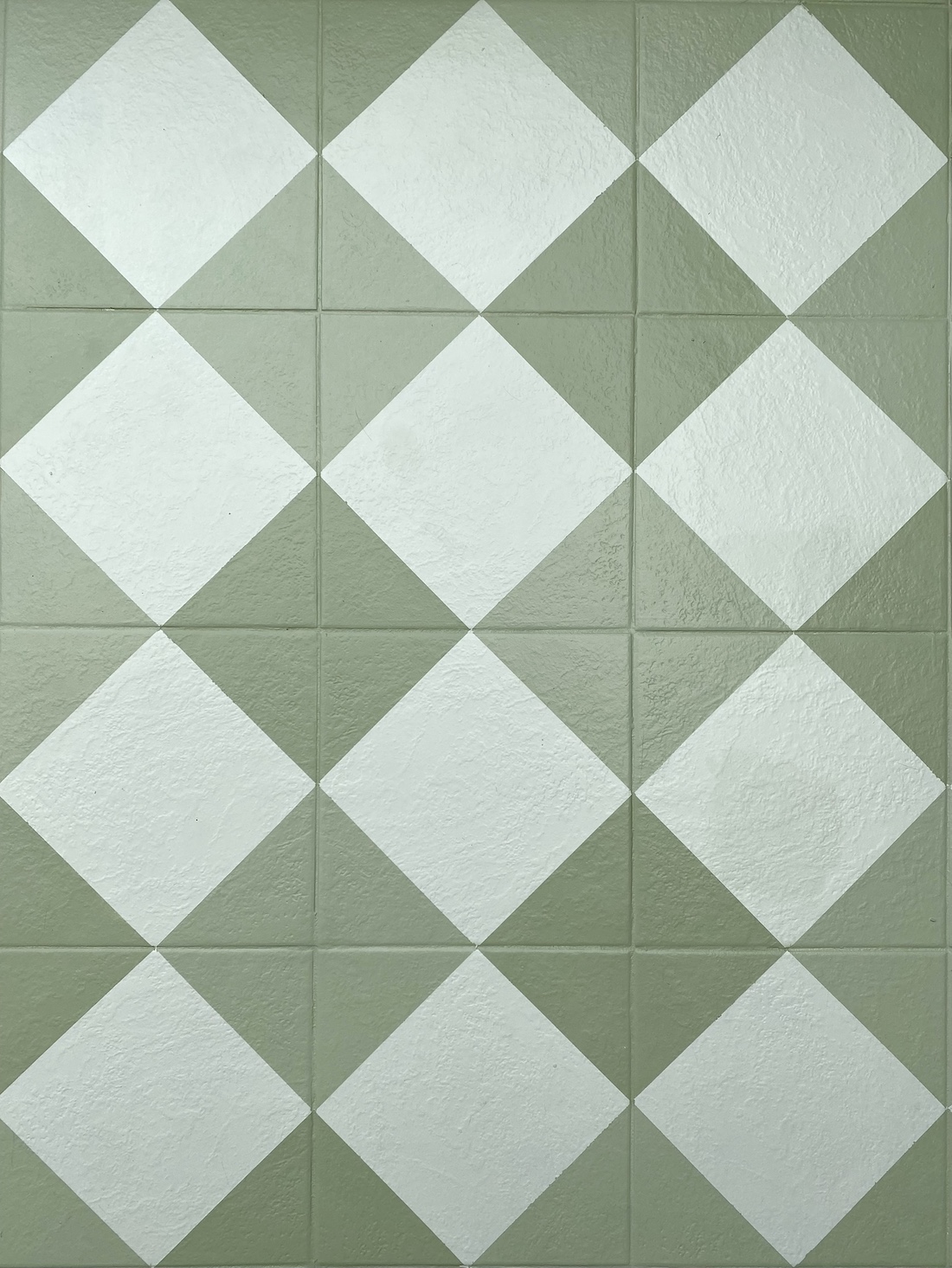 green checkerboard floor
