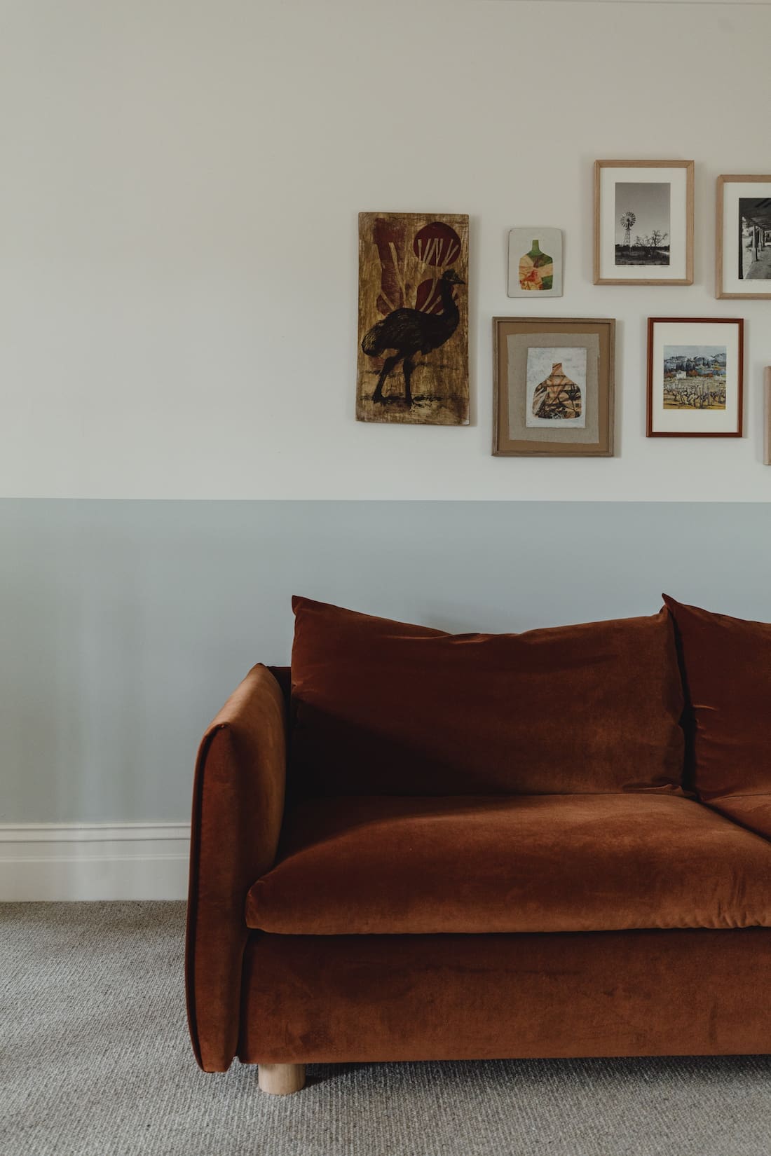 orange statement sofa