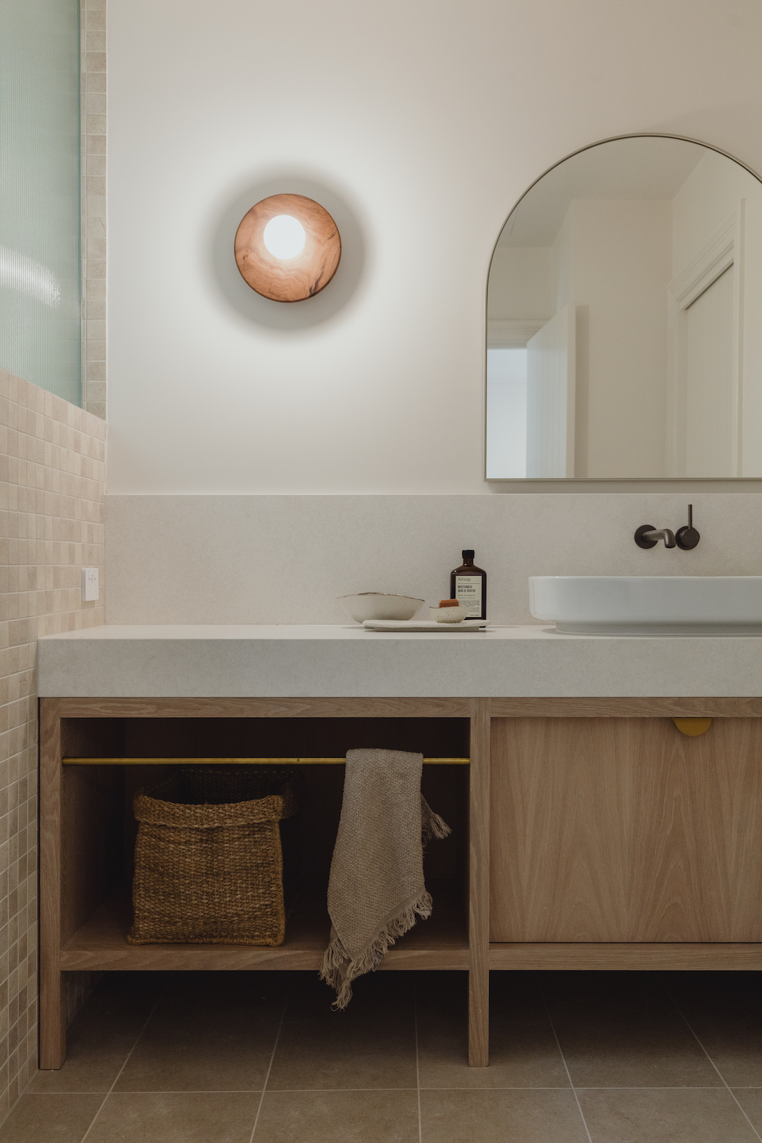 renovated sandstone house _ brown bathroom design