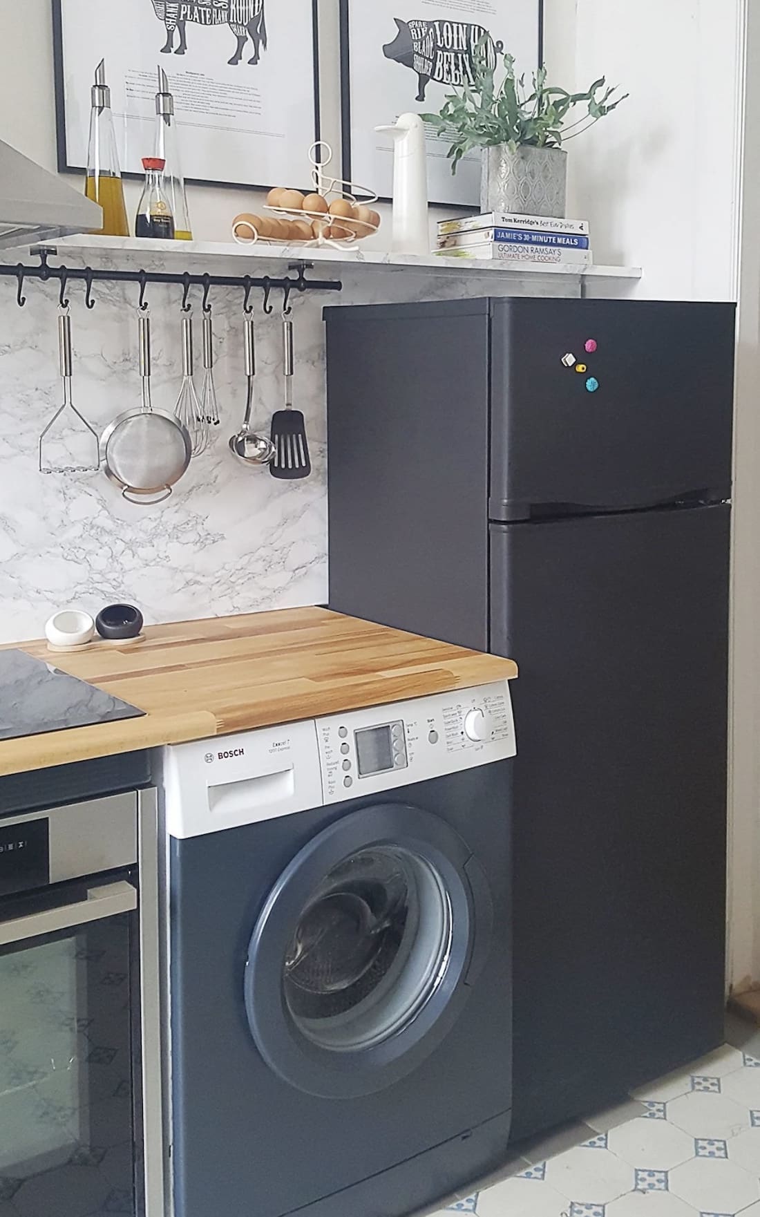 Black painted fridge